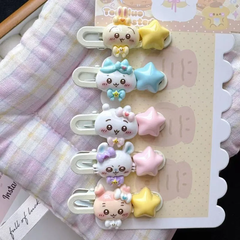 

Chiikawa Hair Clip Hachiware Cartoon Cute Star Pattern Sweet Side Headpiece Bangs Clip Hair Accessory Children Baby Girl Gift
