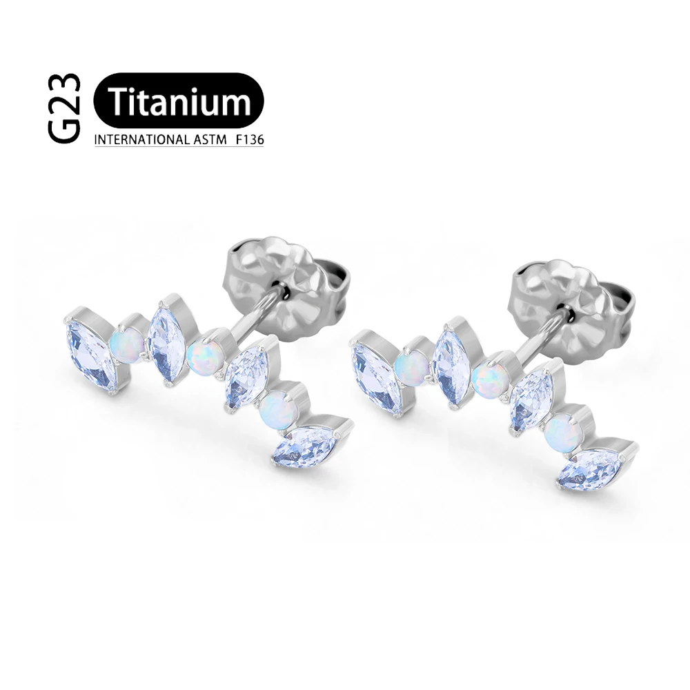 ASTM F136 Titanium Earrings For Women 7 CZ Paved Top Labret PIERC Ear Cartilage Tragus Piercing Ear Studs Snug Luxury Jewelry