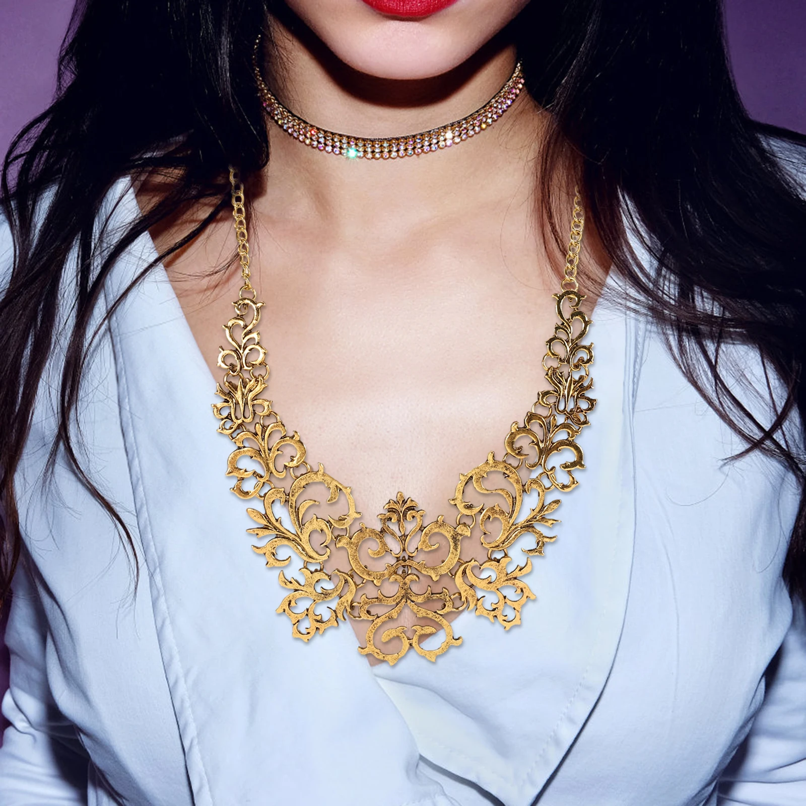 

Retro Clavicle Chain Necklace Durable Alloy Pendant Jewelry Wedding Party Daily Use Sweater Necklace Fashion Accessories