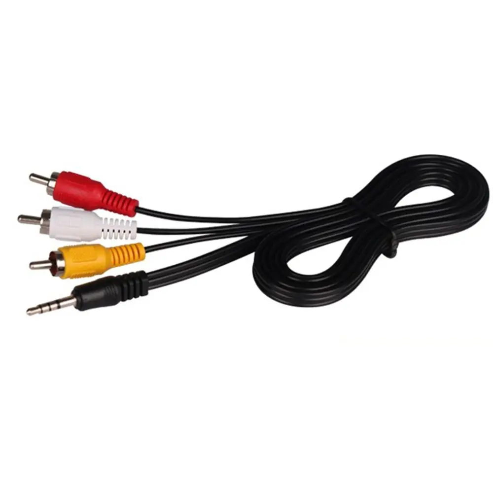 RCA Male Black 3 RCA 3.5MM Jack To RCA Plug Adapter Converter Video Cables Wire Audio Cable AV