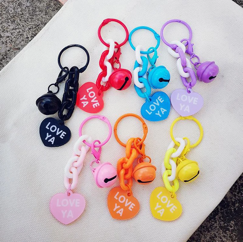 Creative Candy Color Heart Pendant Keychain Cute Small Key Ring Bag Pendant Accessories Headset Case Decor