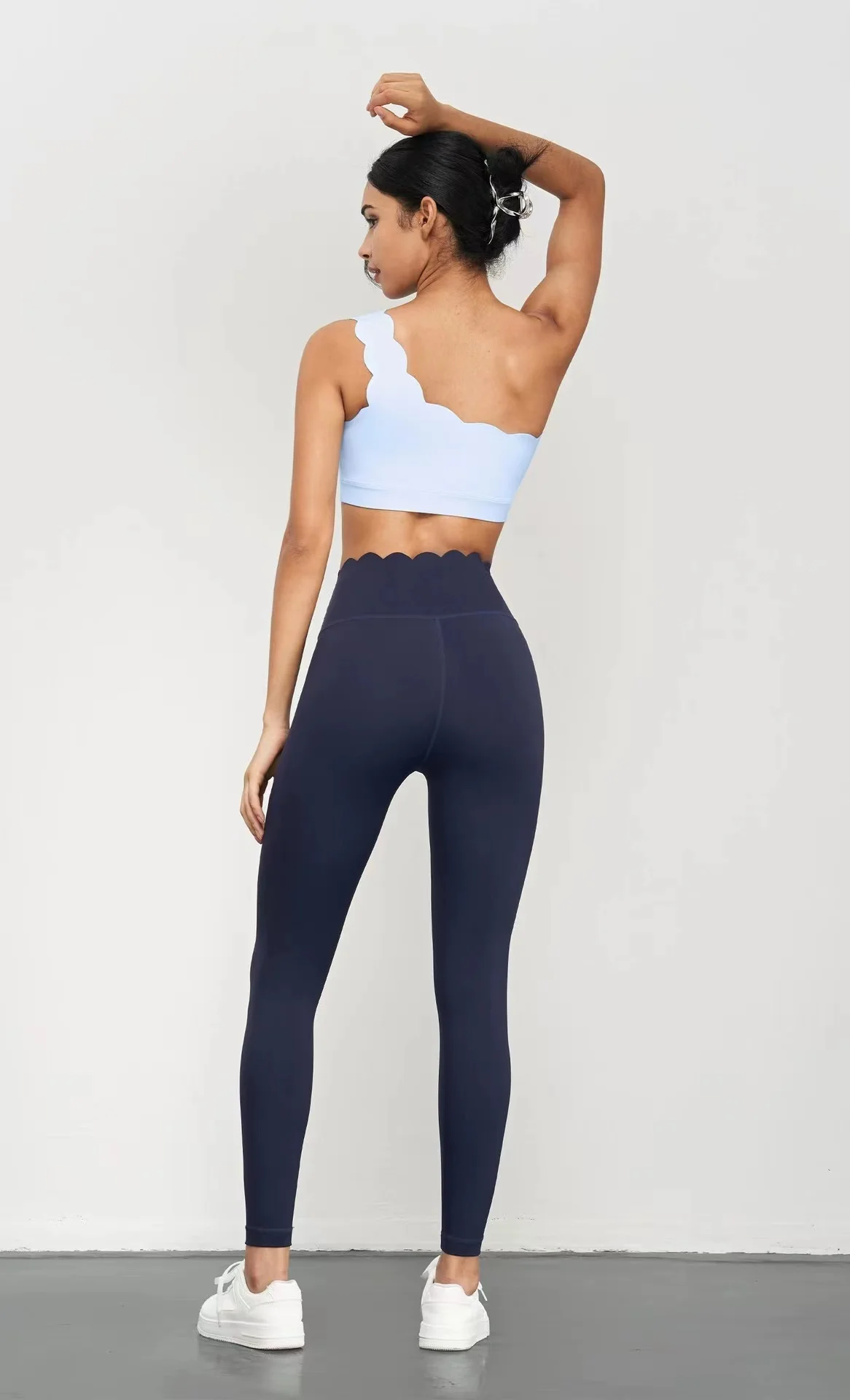 Pantalones deportivos de cintura alta para mujer, mallas deportivas de encaje, caderas de melocotón miel, pantalones vaqueros para correr, Leggings de Fitness para Yoga