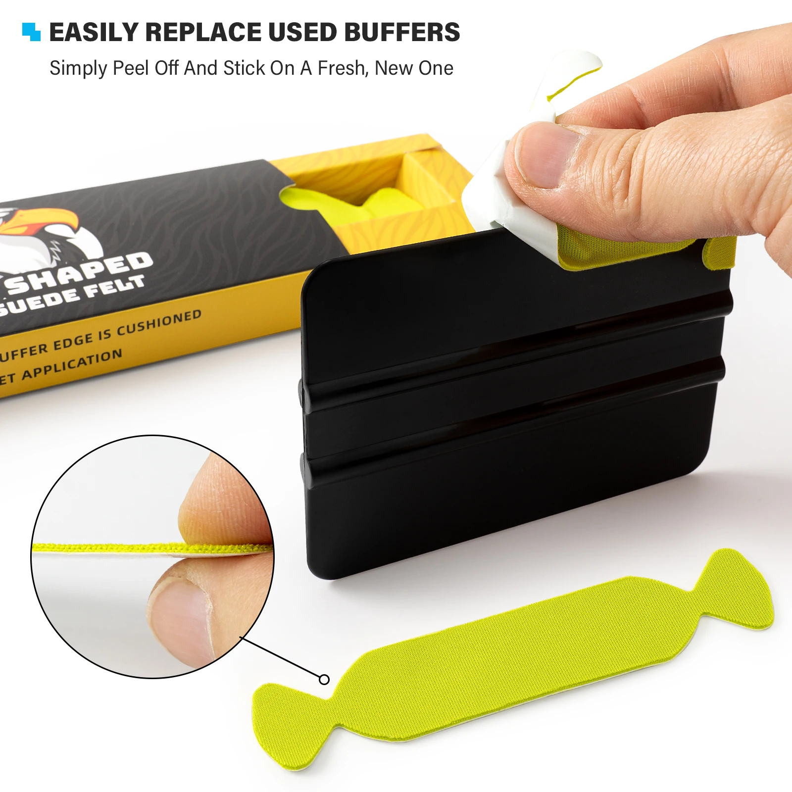 Ehdis 30 unidades/pacote sobressalente envoltório de vinil rodo borda protetora feltro pano de tecido impermeável de 3 camadas para raspadores de cartão de plástico de 10cm
