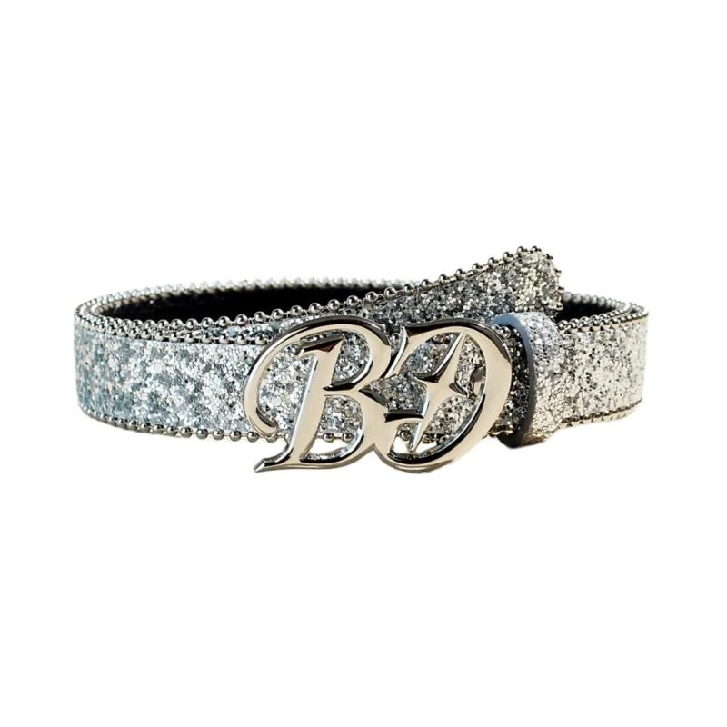 

652F Punk PU Waist Belt for Jean Heavy Duty Hip Hop Belt Waistband Glinting Buckle with Encrusted Glitter