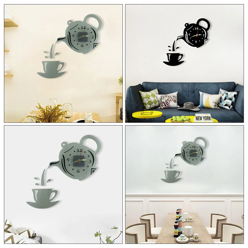 Decor Teapot Clock Mold DIY Decorate Crafts Making White Wall Ornament Silicone Accessories