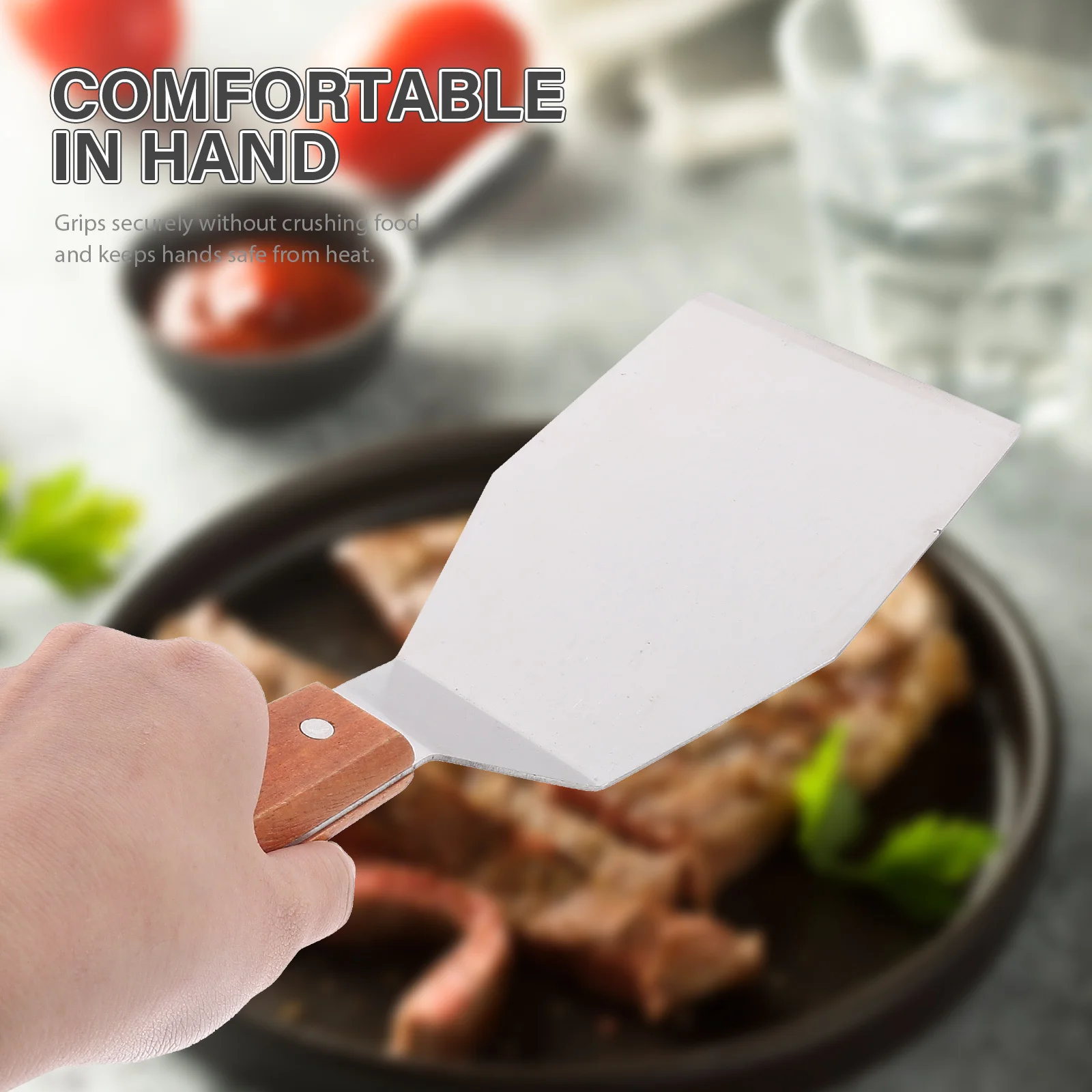 

Stainless Steel Frying Spatula Wooden Handle Flexible Scraper Heat-Resistant Cooking Shovel For Non-Stick Pans Kitchen Use