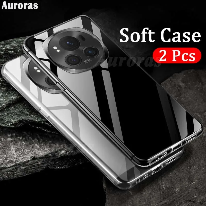 

Auroras 2 PCS For Honor Magic6 Pro 5G Case Transparent Soft Silicone Shockproof Shell For Honor Magic 6 5 Pro Back Cover