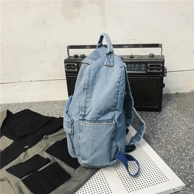 Women\'s Backpack Cowboy Children\'s Bag Denim Korean Version Shoulder Bags Teenager Girl College Student School For Men Rucksack