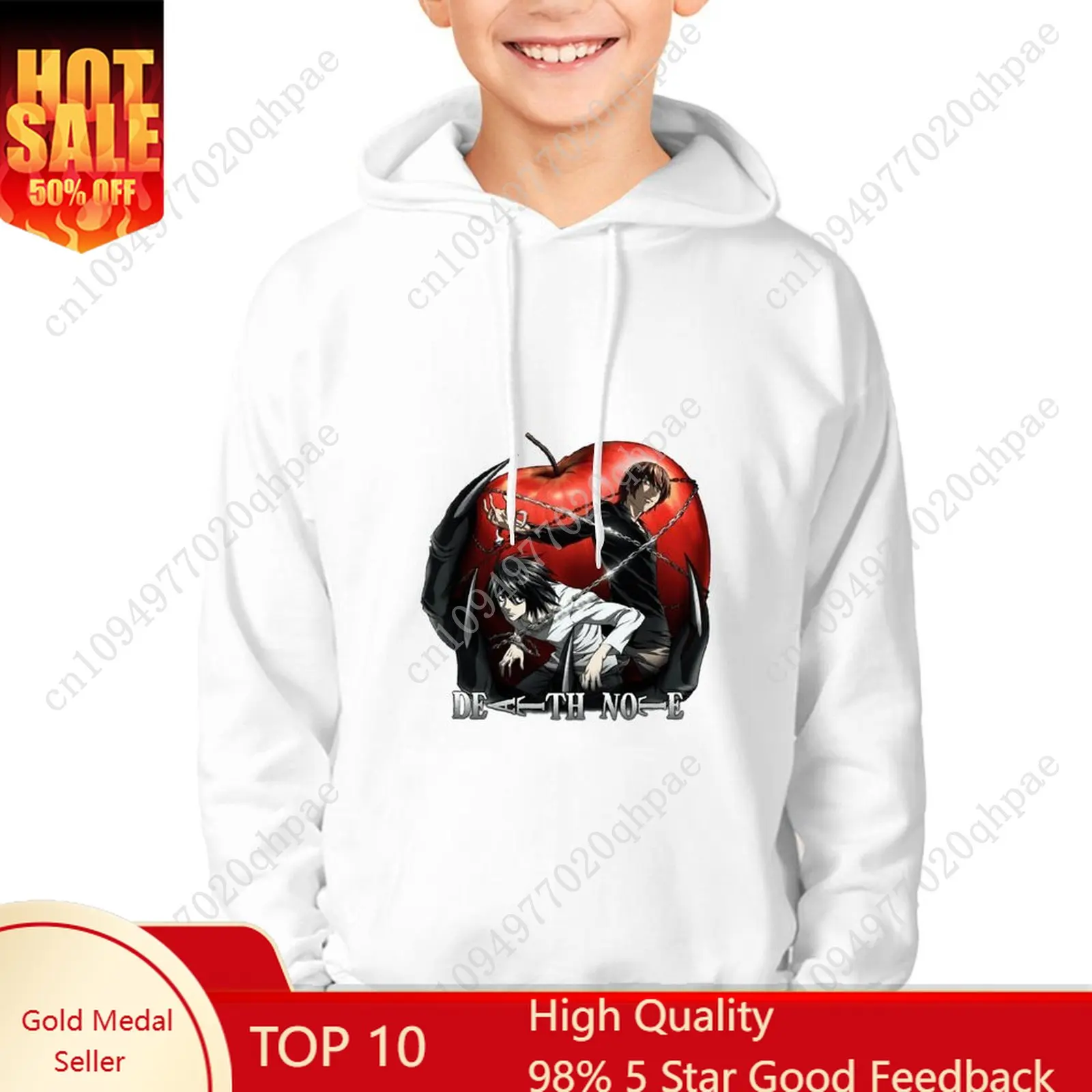 

Толстовка с капюшоном Death Note для мальчиков и девочек, детская хлопковая толстовка высокого качества, легкая, удобная, изготовленная на заказ, весенне-осенние топы