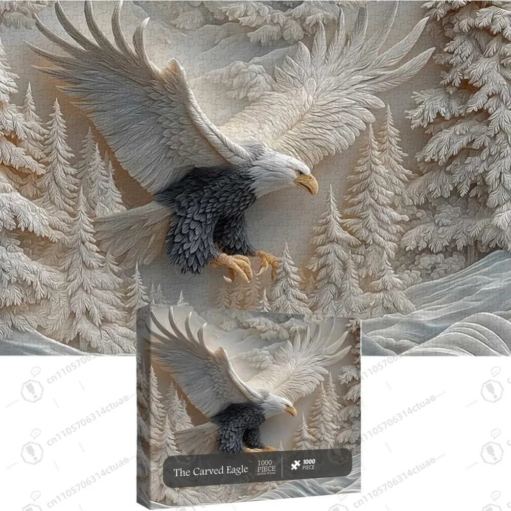 

Masterpiece Carved Eagle Jigsaw Puzzle, 1000-Piece Bald Eagle Design for Wall Art & Family Bonding Time Challenging and Artistic