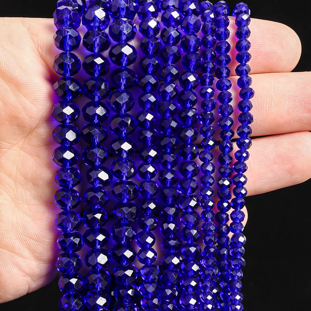 

Dark blue 4/6/8mm Multi-Faceted Crystal Glass Beads Engineered Near-Round Shape Bulk Loose Beads For Jewelry Making Needlework