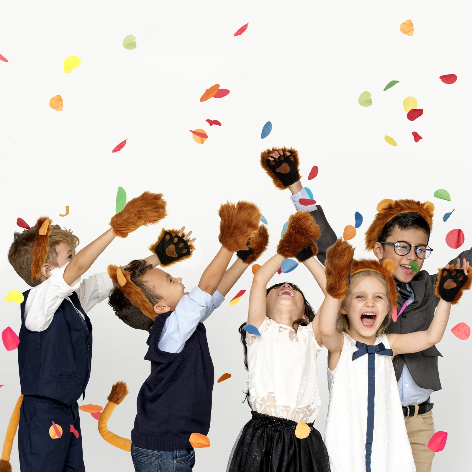 

3pcs Lion Ears Headband Fingerless Gloves Lion Tail Set Halloween Costume Cosplay Props Adult Toddler Jungle School Park