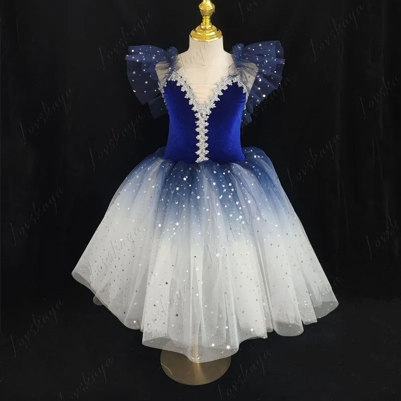 Mädchen-Ballettkleid mit Trägern, Chiffonrock, Kinderkleid mit Puffärmeln, Tanz-Performance-Outfit