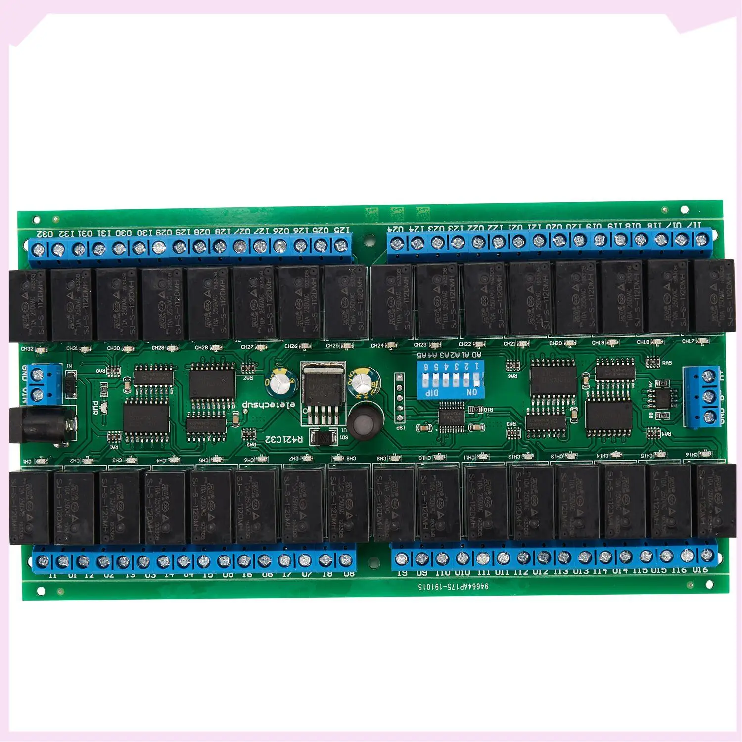 B24B R421C32 DC12V 32 Channels Modbus RTU RS485 Bus Relay Module UART Serial Port Board For PLC LED Home Automation Door Lock