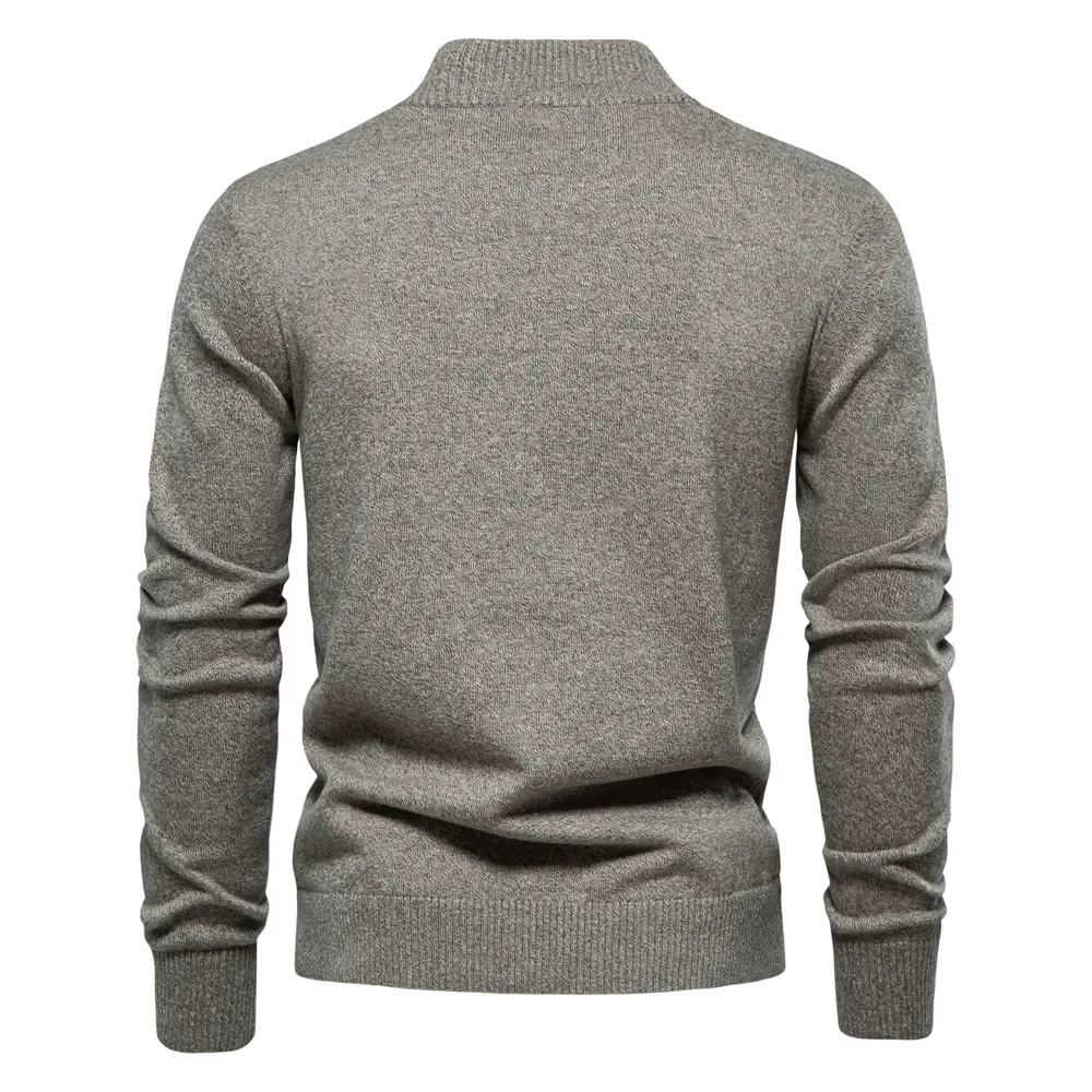 

Men Single Breasted Knitted Sweater Solid Pockets Loose Sweaters Slight Strech Outerwear Autumn Basics Turtleneck Cardigan Tops