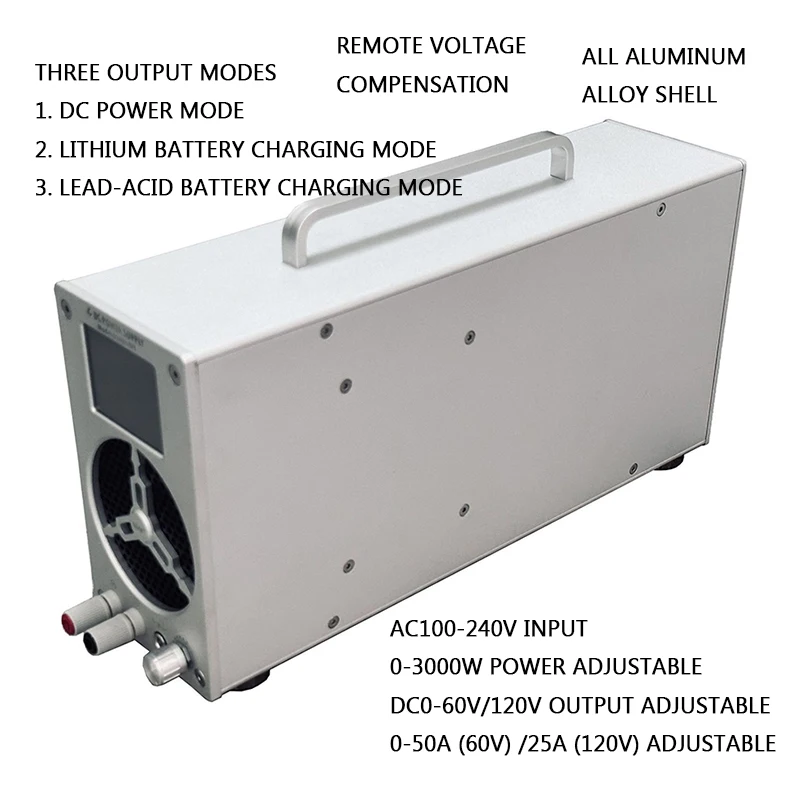 Adjustable power supply 3KW 0-60V/120V input high power adjustable power supply lithium battery charging