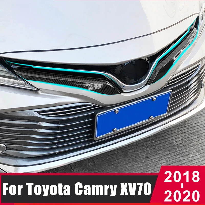 For Toyota Camry LE XLE 2018 2019 2020 Accessories Front Bumper Decoration Cover Styling Grilles Trim Grille Protector Car Refit