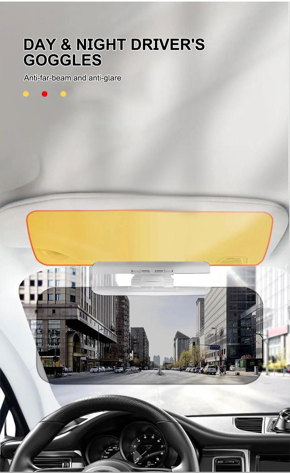 SEAMETAL 1 Stück Auto-Sonnenblende 2-in-1 Windschutzscheiben-UV-Blocker Blendschutz Sonnenschutz Polarisiert HD Nachtsicht Sonnenschutz für Sicheres Fahren – Detail 7