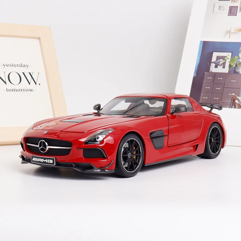 Mercedes Benz Sls Amg Black Series Diecast Model Minichamps 1:18 Simulated Car Model Open Door Collection Gift Boys Metal