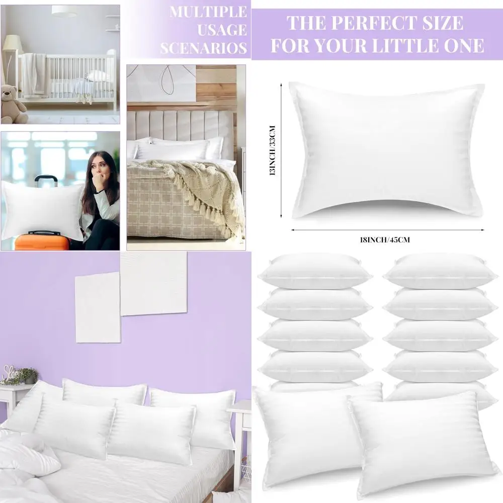 

10-Pack Pillows, 13x18, Soft & Breathable Inserts for Bedding, Sofa, Couch, Travel