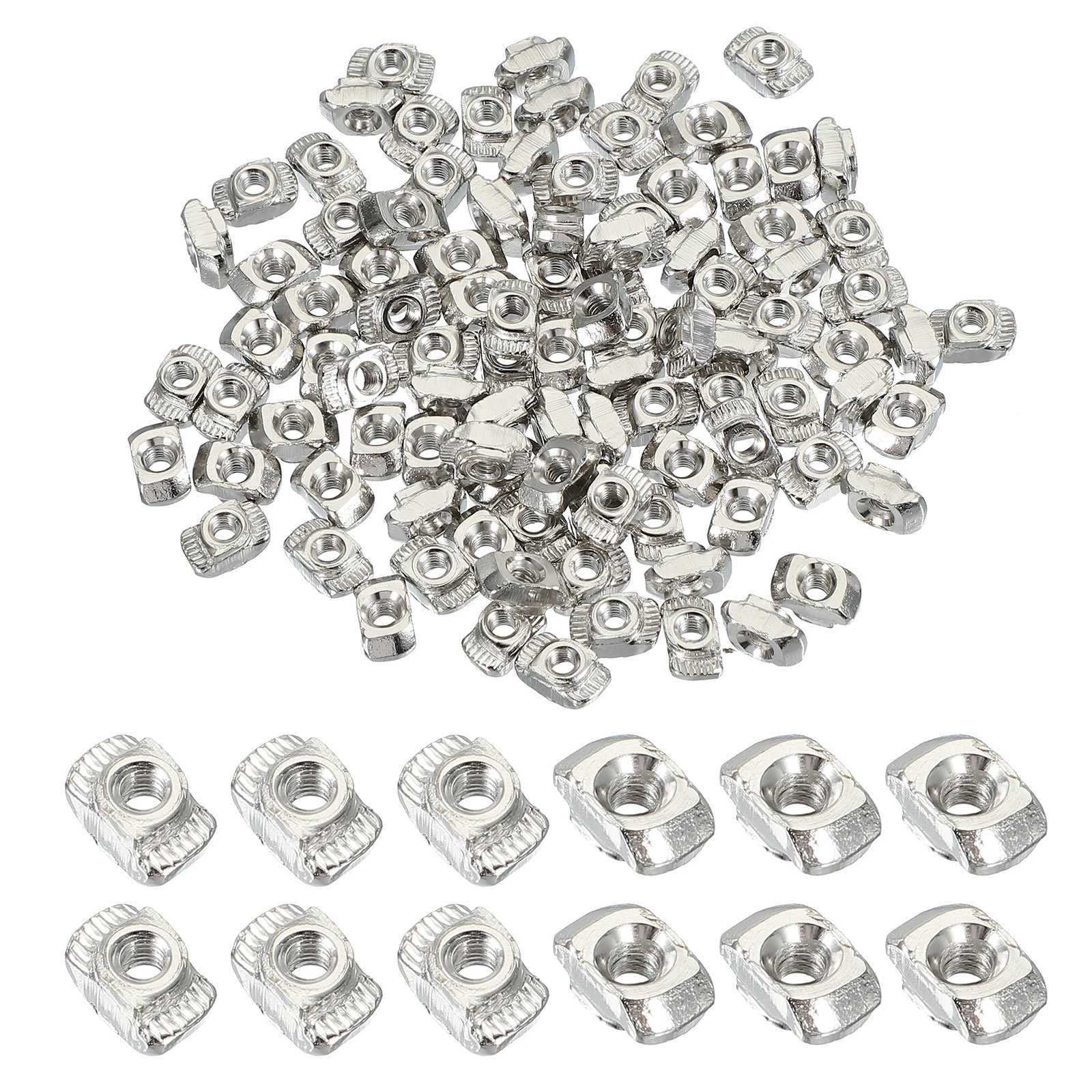100Pcs M3/4/5 2020Series T Nuts t Slot Nut Hammer Head Fastener Nut Nickel Plated Carbon Steel Nut for Aluminum Profile l Silver