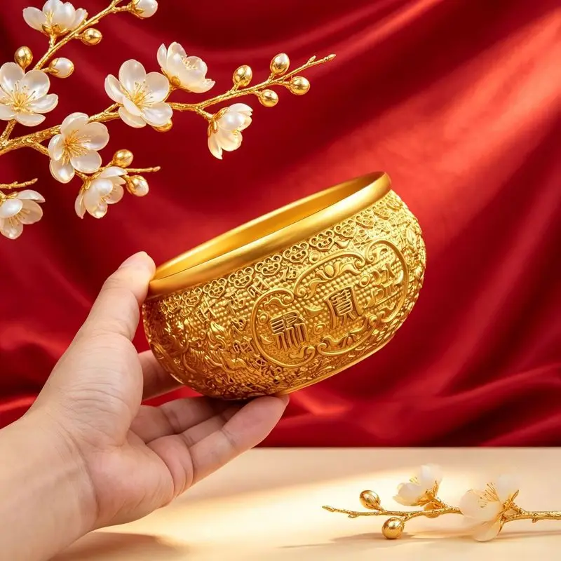 Brass Qilin Gathering Bowl, a decorative piece attracting wealth and good fortune, suitable for home livi