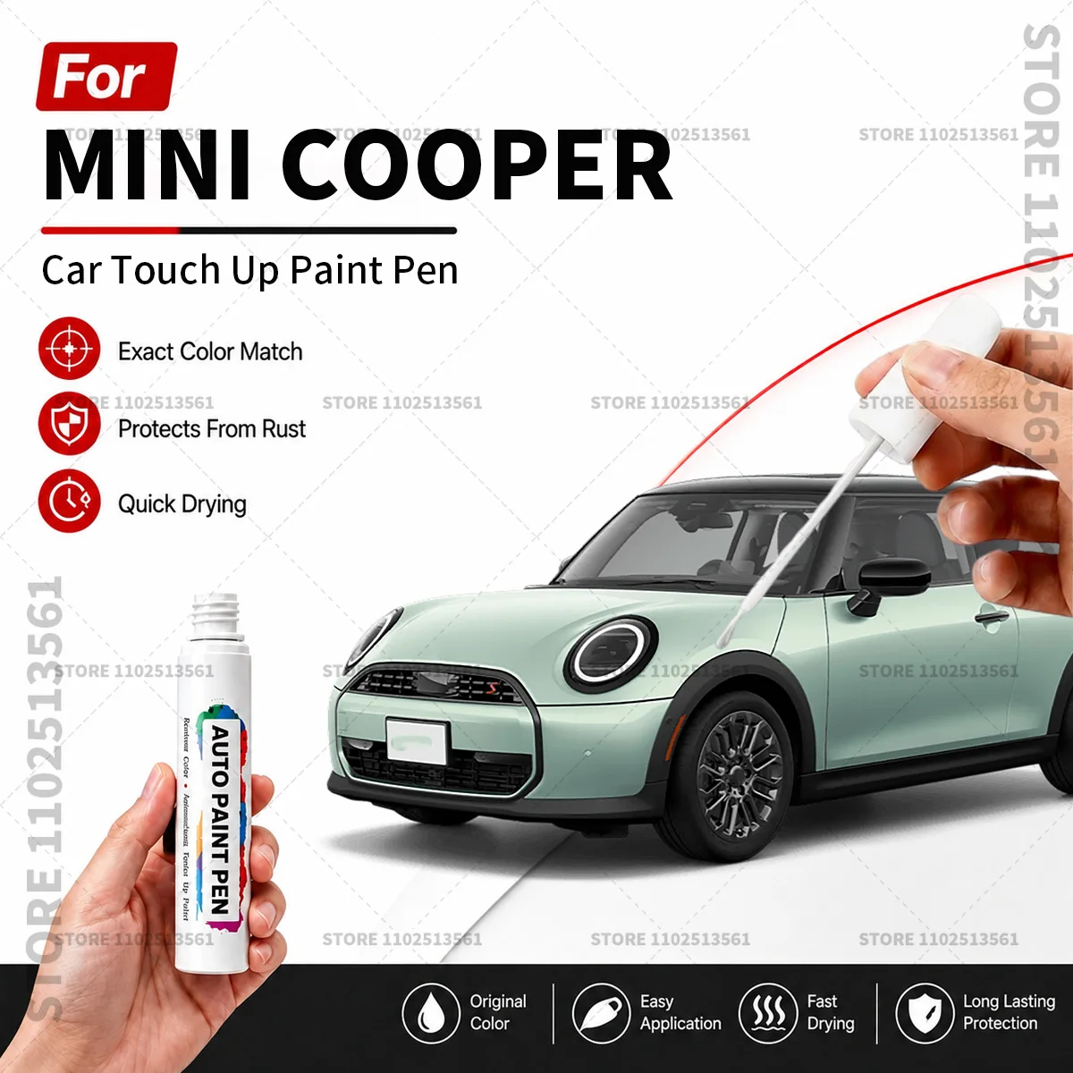 For MINI COOPER White Red Vehicle Paint Touch Up Pen Car Scratch Remover Repair Marker Waterproof DIY Auto Body Maintenance Tool