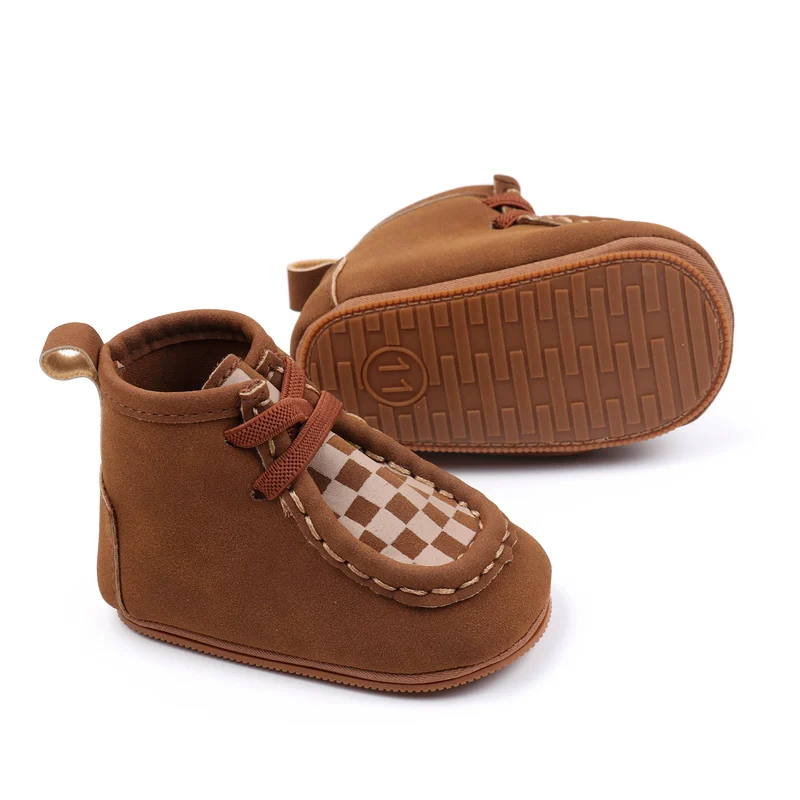 Baby Jongens Baby Meisjes Rubberen Schoenen Met Zachte Onderkant Lente En Herfst Geruite Baby Wandelschoenen