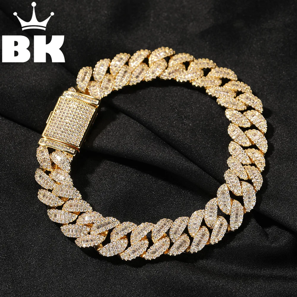 the bling king moon pulseira de corrente cubana para mulheres e homens baguette gelada miami link joias hip hop na moda 12 mm tamanho pequeno 01