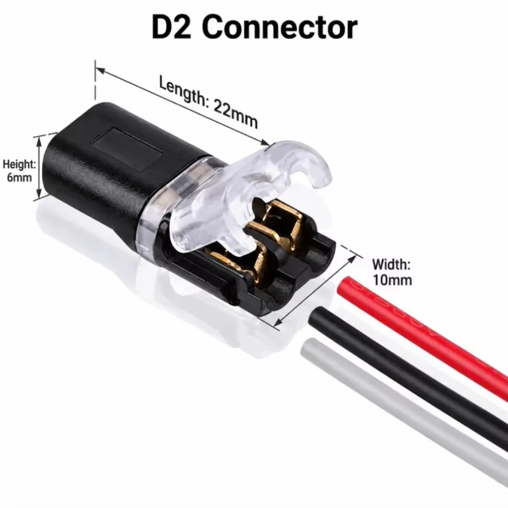 10/5PCS Wire Terminal Plug Connector Strip D2 H2 T1 T2 Car Electrical Connector Cable Car Auto Wiring Harness 2 Pin Connection