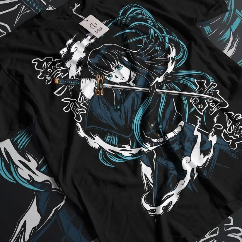 Muichiro Tokito T-shirt Kimetsu no Yaiba Demon Slayer Anime Black Shirt All Size