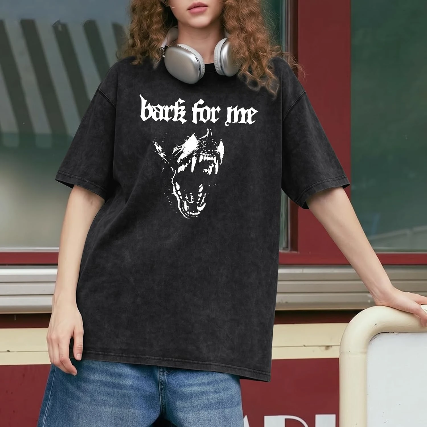 Goth Grunge Bark For Me Graphic T‑Shirt, Y2K Punk Streetwear Unisex Casual Oversized Short Sleeve Women Fashion Daily Wear Tops