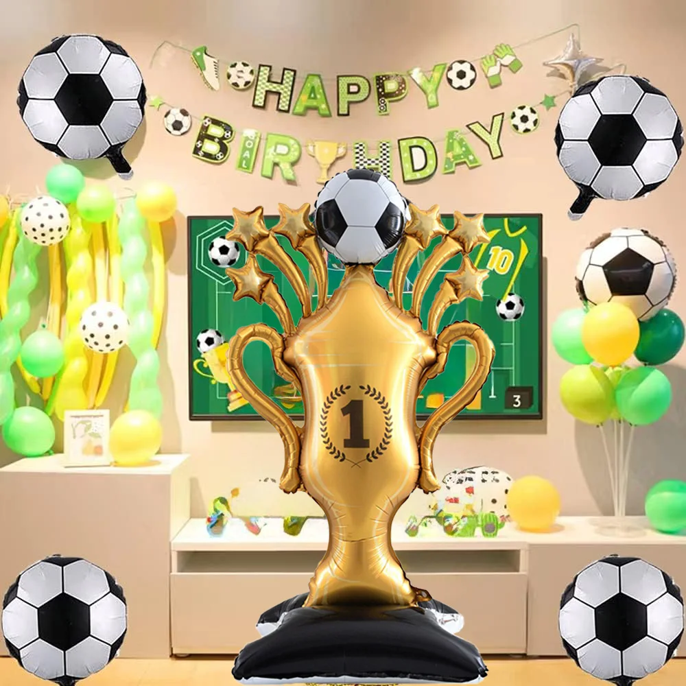 1-Pack of 59inch Standing Football Trophy Aluminum Foil Balloons, Suitable for Sports, World Cup, Football World Cup Parties, Themed Birthday Parties, Football Birthday Party Decorations view 4