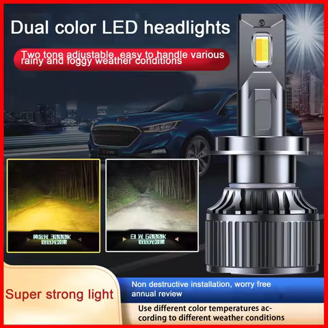 2pcs 12V Canbus K802 Double Color Car LED Headlight H1 H7 H4 Car Front Lamp H8/H9/H11 9005 9006 9012 Accessories Waterproof Supe