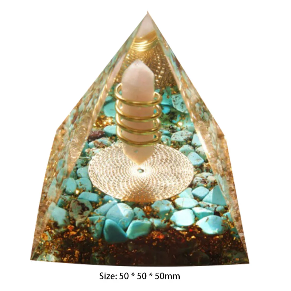 Natural Crystal Crushed Stone Energy Tower Handmade EMF Protection Healing Pyramids Art Carfts Ornaments Home Office Decoration