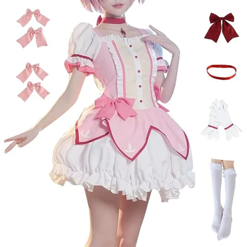 

Women Princess Pink Dress Cosplay Costume Anime Uniform Skirt Halloween Outfits with Gloves Socks Game Cosplay