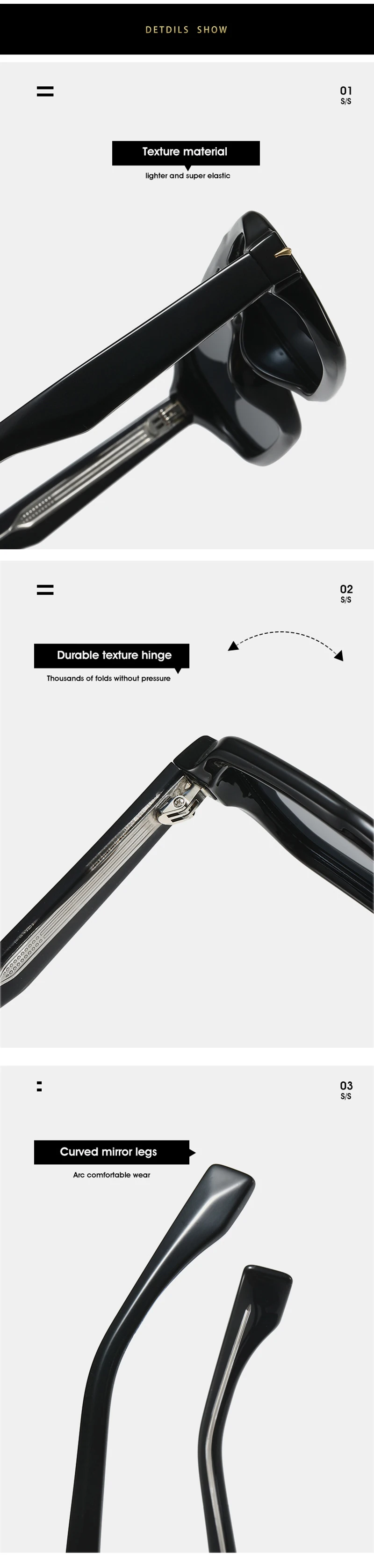 SHAUNA Neue TR90 Doppelbrücken-Sonnenbrille mit quadratischen Gläsern für Herren, UV400, Retro-Nieten, Damen-Trend-Outdoor-Sonnenbrille – Detail 12