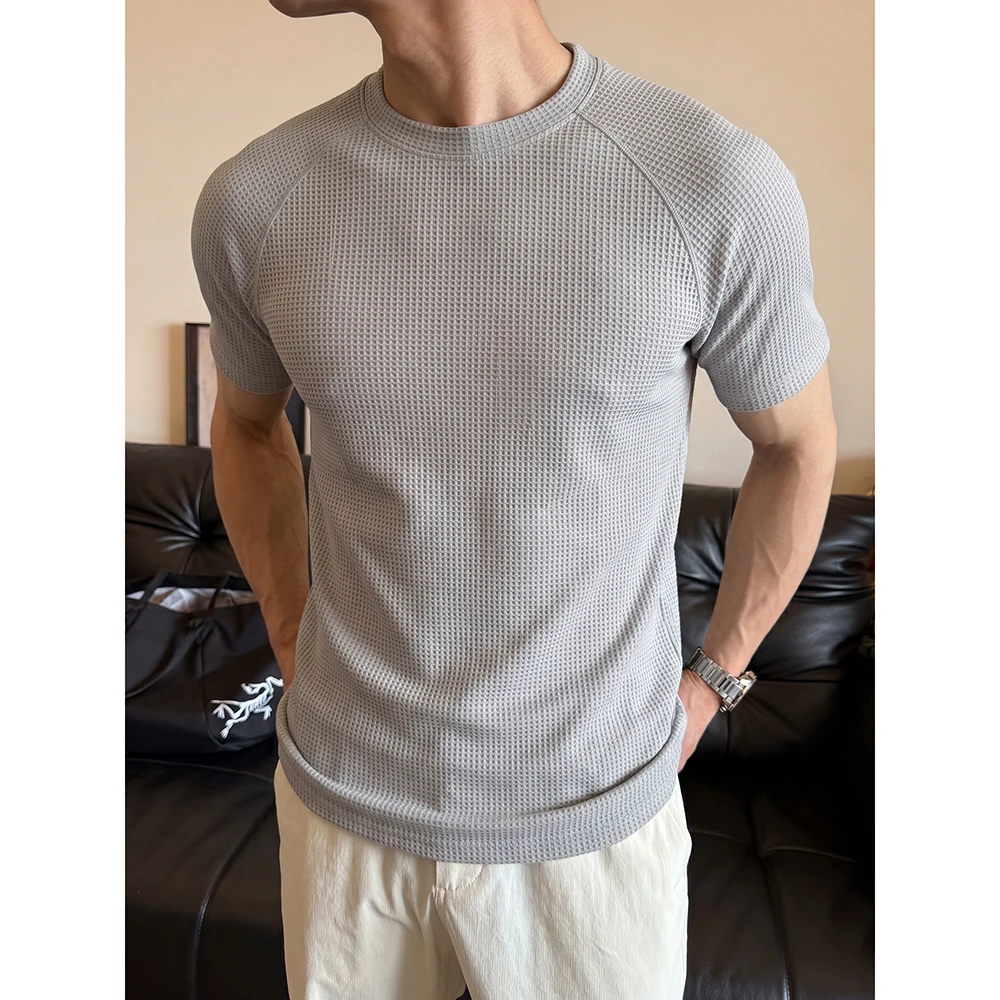 Camisetas para Hombre, Camisetas Baratas de Verano, Manga Corta, Tela Waffle, Color Sólido, Diseño Simple, Ropa Deportiva para Hombre