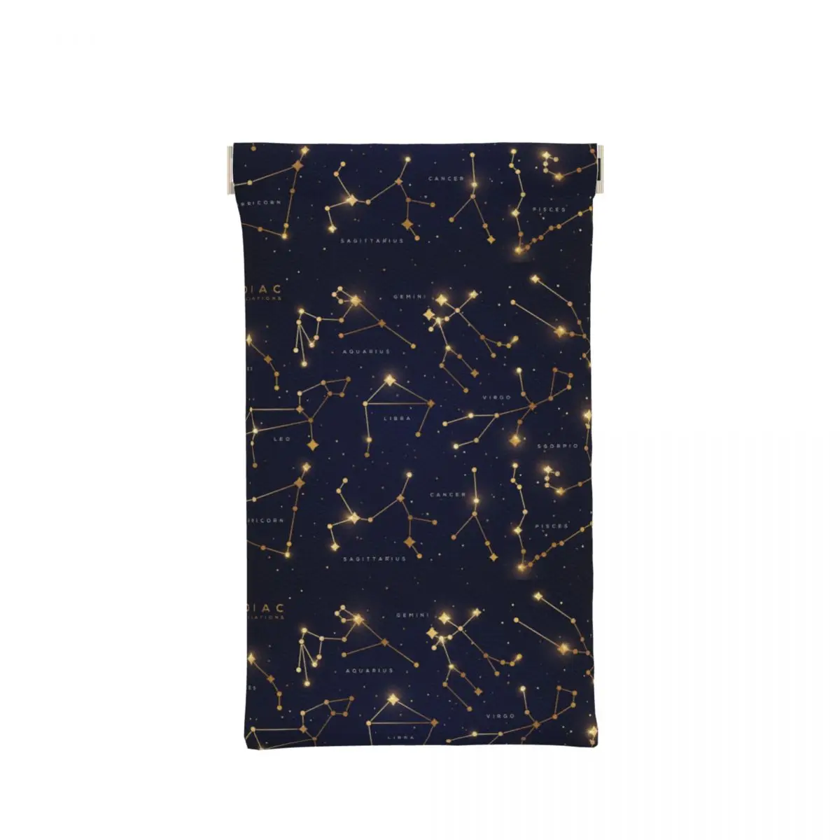 Eyeglasses Pouch Zodiac Constellations Space With Shiny Sparkling Stars Portable Squeeze Glasses Case Bag