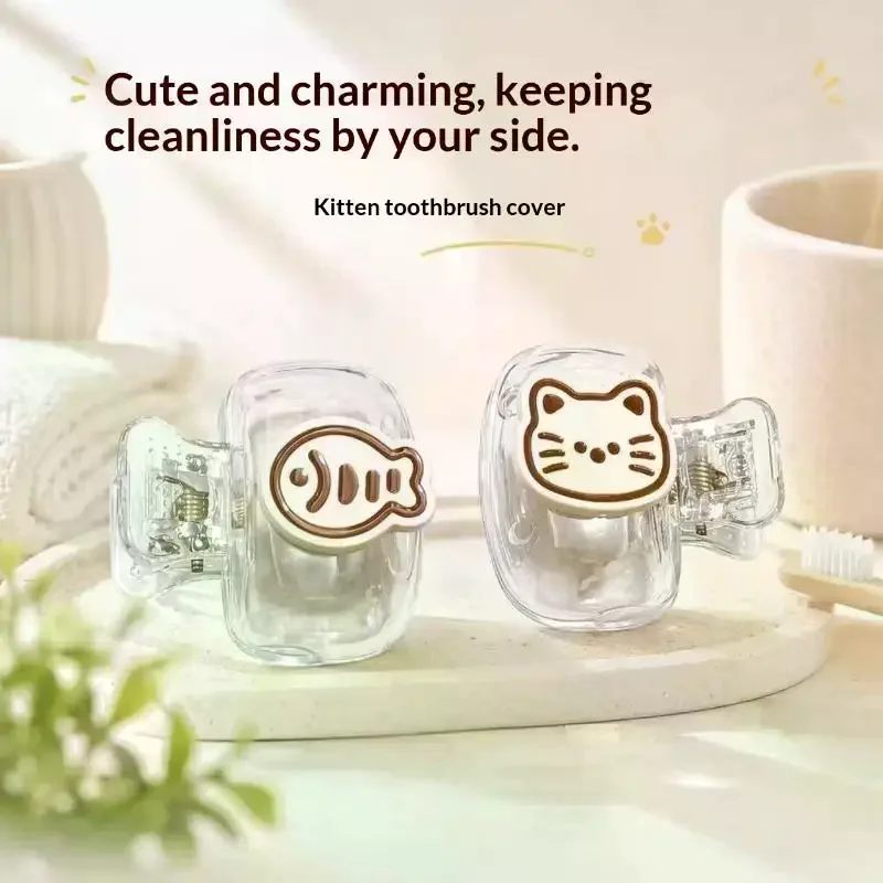 4Pcs Cute Travel Toothbrush Head Covers Protector Cap Brush Pod Case Protective Portable Plastic Clip For Household Travel