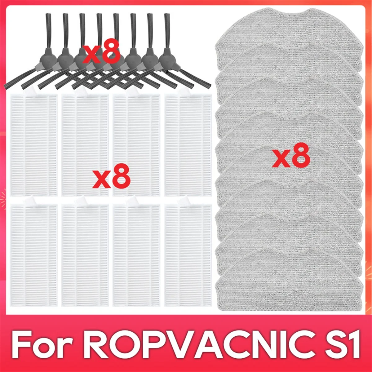 مجموعة الملحقات لـ ROPVACNIC S1، لـ Tipdiy G90، لـ Betboyles V75S، لأجزاء المكنسة الكهربائية الروبوتية VIPSUN Z1