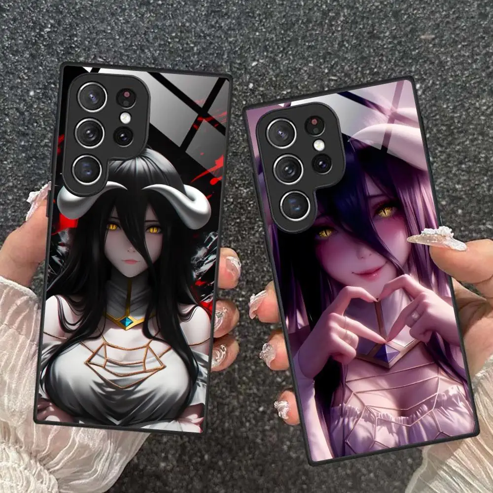 Overlord Albedo Mobile Anime Phone Case for Samsung Galaxy A56 55 54 53 52 51 36 35 34 23 16 15 5G Glass Colorful Cover Luxury