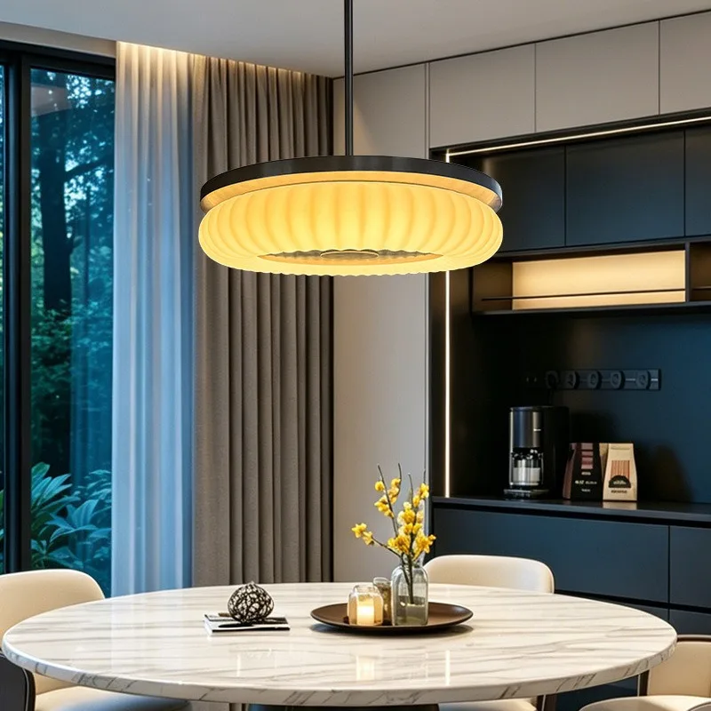 Restaurant chandelier Zen retro premium sense round dining table lamp suction hanging dual-purpose tea room chandelier