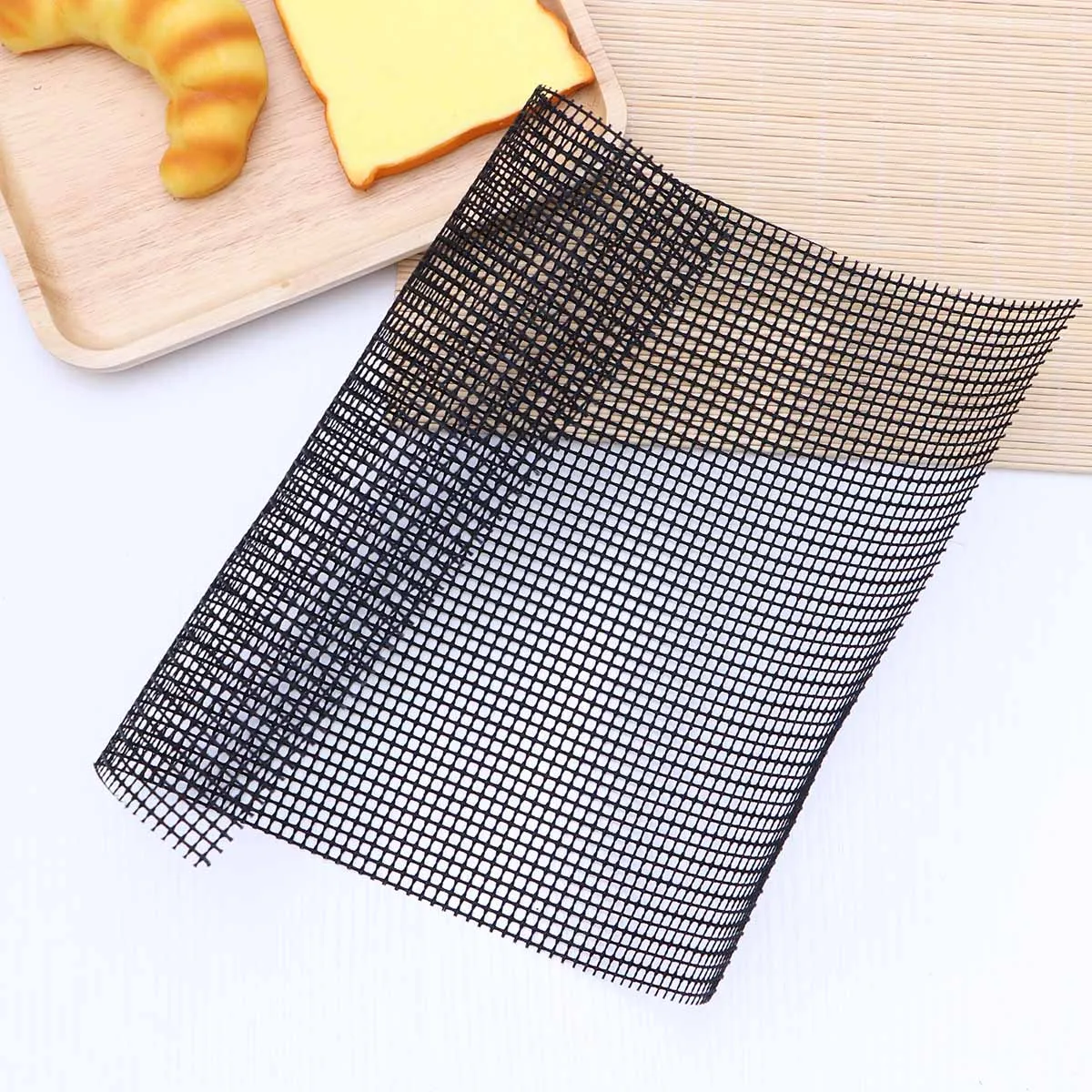 

2 Pcs BBQ Net Grill Solid Mat Baking Barbecue Grid Portable Mesh Non-stick Grilling