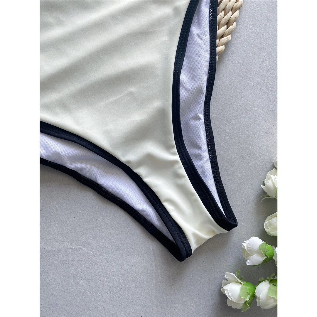 2026 Sexy Farbblock-Splicing-Badeanzug mit hohem Beinausschnitt und vollem Rückenausschnitt für Damen, einteiliger Badeanzug, Badebekleidung, Badeanzug V5622 – Detail 31