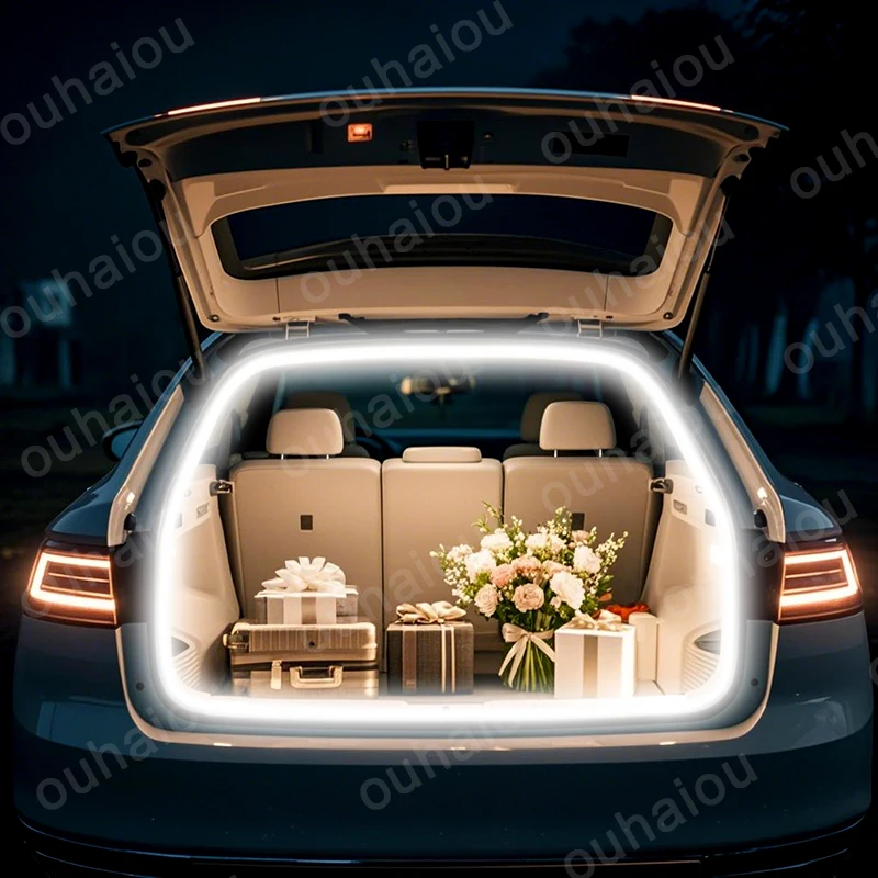 For Volkswagen Magotan LED Car Trunk Light Strip Automatic On/Off Sensor Ambient Light Bar Waterproof for Auto Decor Accessories