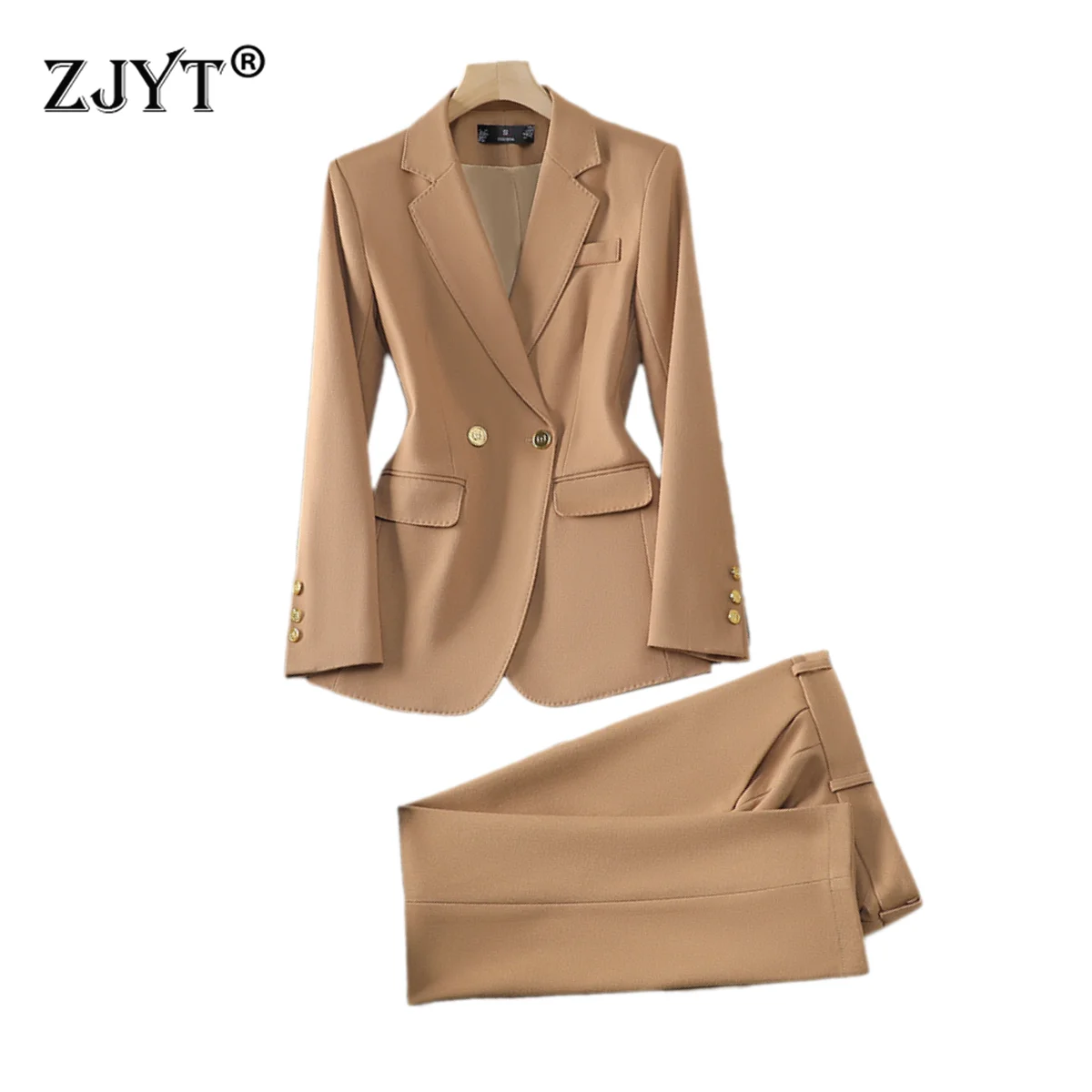 ZJYT Korean Style Fashion Blazer Set Ladies Office Work Wear Autumn 2024 Long Sleeve Jacket Pant Sets 2 Piece Outfits Elegant