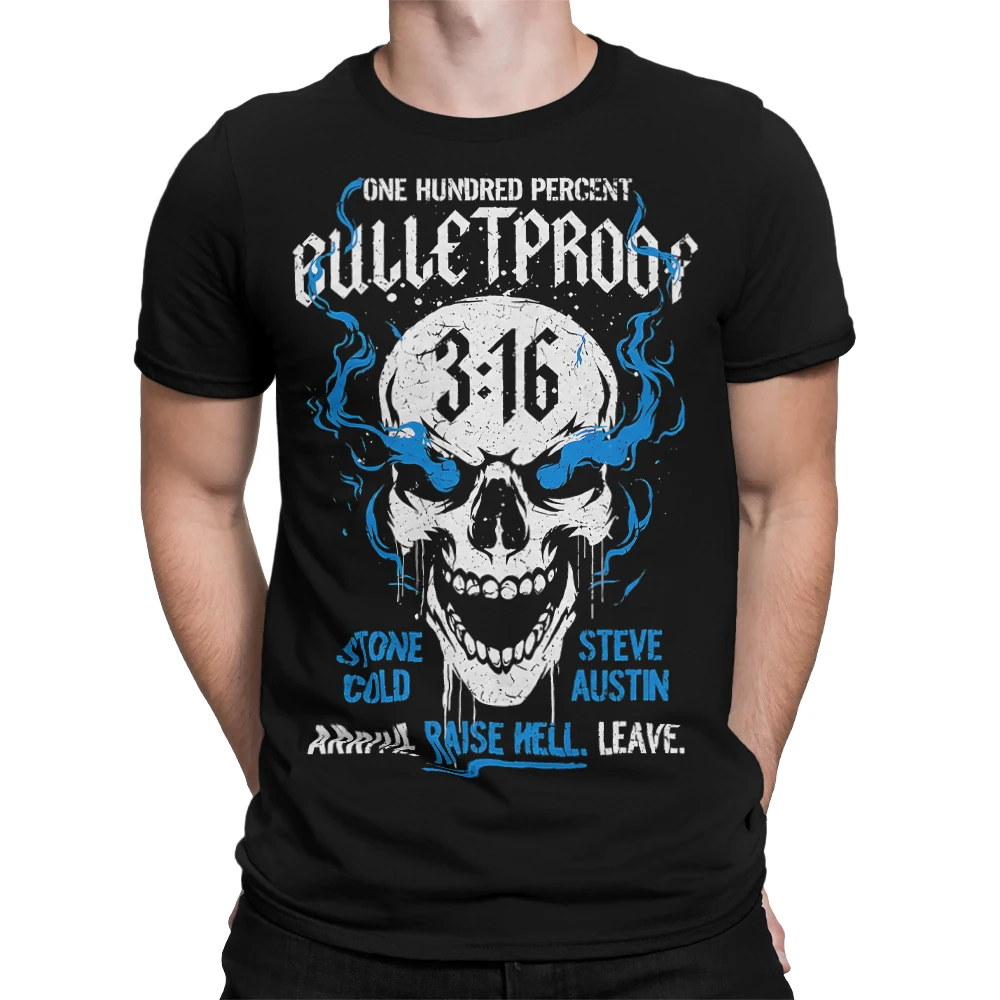 Men's Black Stone Cold Steve Austin 30th Anniversary Bulletproof T-Shirt 3D Printed Quick Dry Short Sleeve Sports Casual T-Shirt view 4