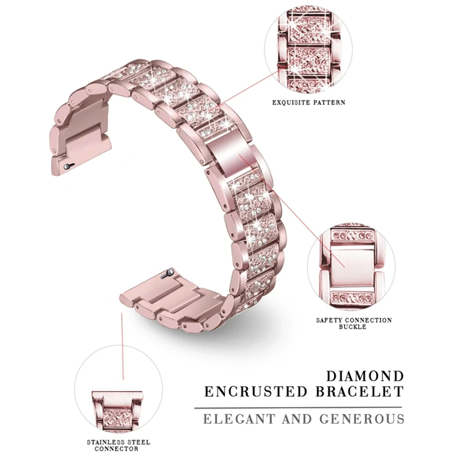 أربطة ماسية لسوار Garmin Instinct 3 50 مم/Instinct 2X، حزام معدني لامع للنساء