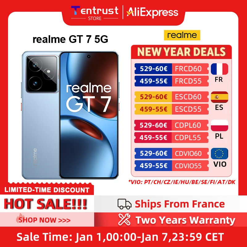 Version mondiale realme GT 7 5G AI Smartphone MTK Dimensity 9400e 6000nits Pro-Esports Display 7000 mAh Battery 120W Ultra Charge Version mondiale realme GT 7 5G AI Smartphone MTK Dimensity 9400e 6000nits Pro-Esports Display 7000 mAh Battery 120W Ultra Charge